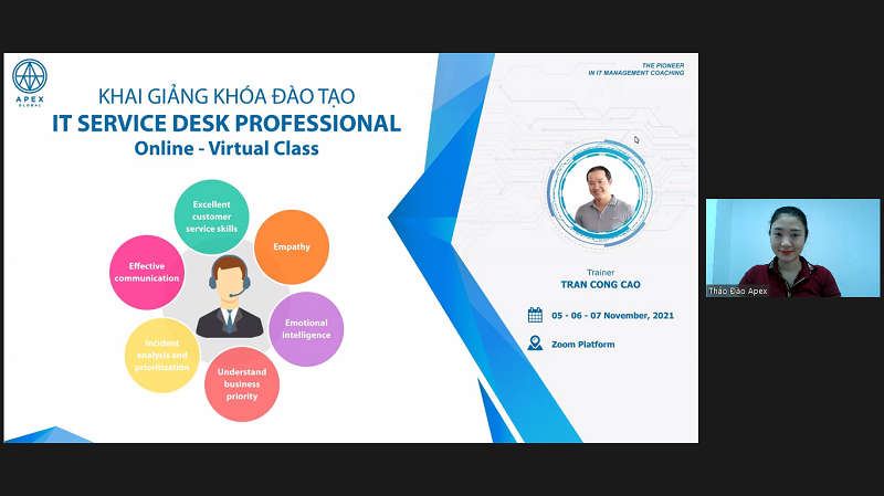 Khai giảng khóa đào tạo IT Service Desk Professional Online Virtual Class – Apex Global